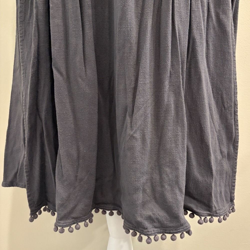 Free People Spring Love Midi Dress Carbon Gray Halter Open Back Pom Trim XS Boho - Picture 6 of 12